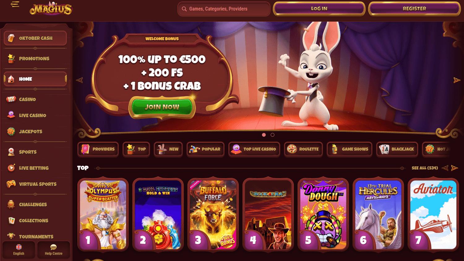 Magius Casino Desktop screenshot